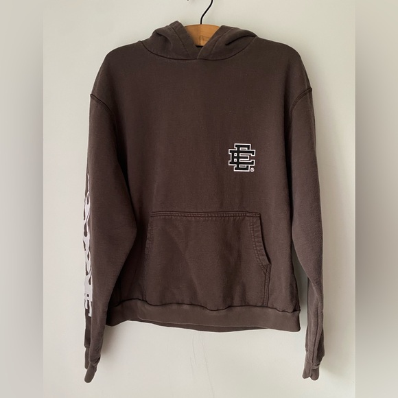 Eric Emanuel Hoodie Men’s Medium Brown Hoodie with Logo Pullover Sweatshirt - Picture 1 of 8